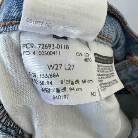 Levi's Ribcage Ankle Straight Button Fly Light Wash Jeans Size 27 - Picture 12 of 13